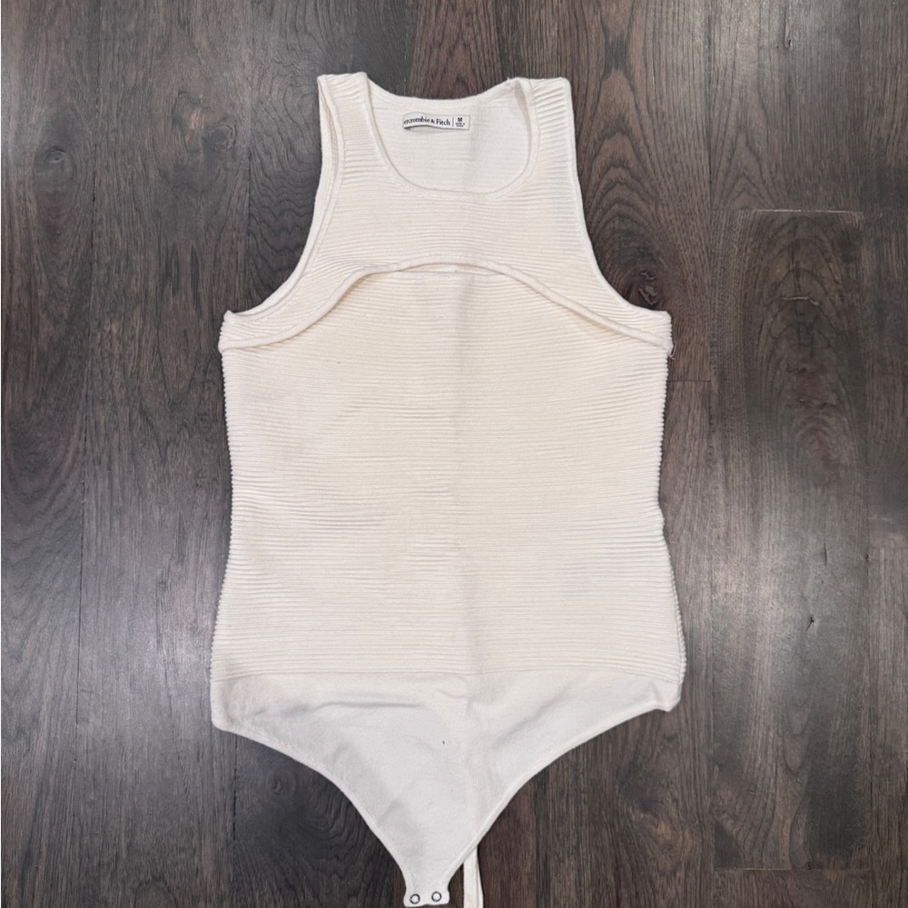 Abercrombie & Fitch Cream Ribbed Bodysuit